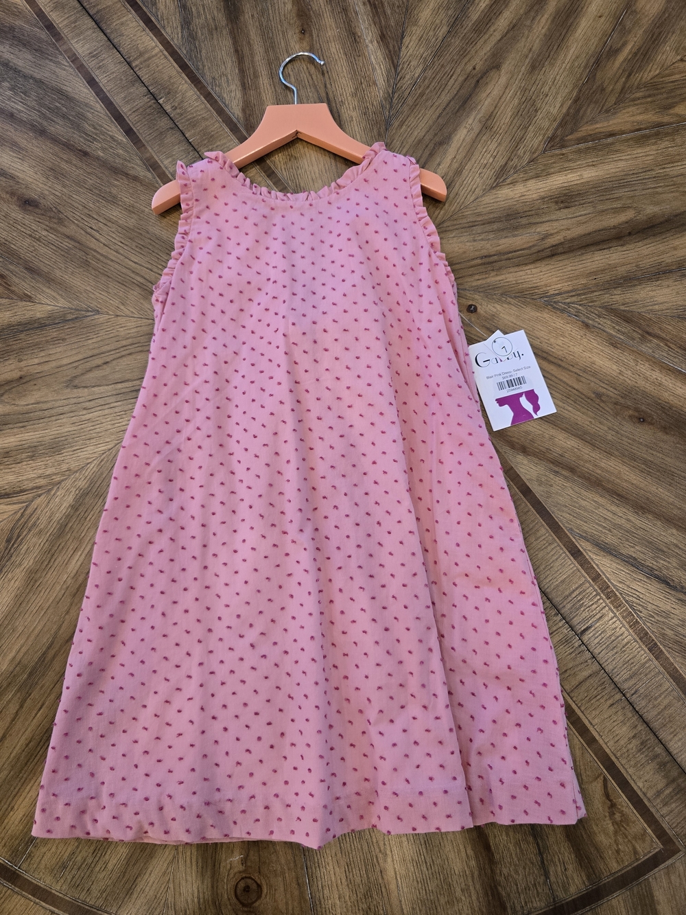 NWT Gabby, Blair Bow Pink Dress with Pick Stitch Pattern, Girl's 7